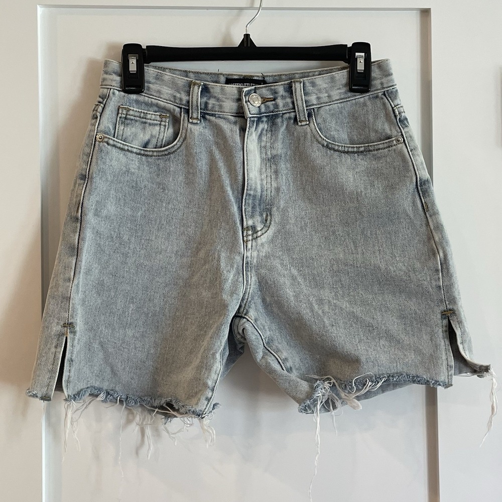 PLT Pretty little thing womens High Waisted stretchy JEAN shorts DENIM UK 8 US 4